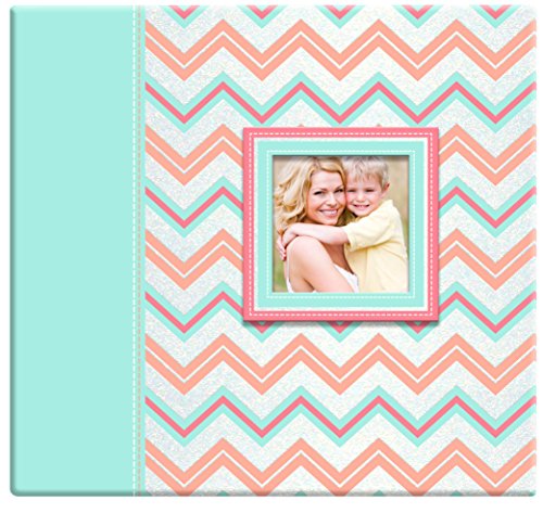 MCS MBI by Industries Scrapbook-Album mit Pastell-Glitzer, Chevron-Design, 30,5 x 30,5 cm, Oben ladbare Seiten, 34,9 x 32,6 cm insgesamt, Vinyl, Silber, Rose, M von MCS