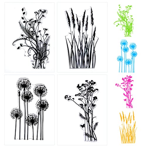 MCSQK Silikonstempel Set, 4 Blätter Clear Stamp, Stempel Blumen, Silikonstempel Löwenzahn, Stempel Silikon, Stempelset für DIY Dekoration Bullet Journal Scrapbooking Tiere und Blumen Stempelset MCSQK Silikonstempel Set, 4 Blätter Clear Stamp, Stempel Blumen, Silikonstempel Löwenzahn, Stempel Silikon, Stempelset für DIY Dekoration Bullet Journal Scrapbooking Tiere und Blumen Stempelset von MCSQK