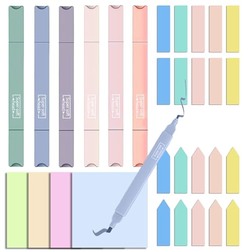MCTNCT 6 Textmarker Pastell, 500 Stücke Haftnotizen mit Bibel Zubehör mit 8 Haftnotizen 3 Stile, Bible marker, Bible Study Supplies für Lesezeichen,Studieren,Büro,Schulplaner karteczek samoprzylepnych von MCTNCT