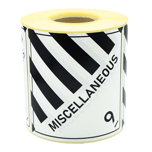 MD Labels 500 Gefahrgutetiketten Klasse 9 - Miscellaneous Verschiedene gefährliche Stoffe und Gegenstände- 100 x 100 mm Papier weiß/schwarz selbstklebend von MD Labels