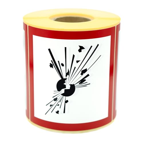 MD Labels Gefahrgutetiketten GHS 01 Explosionsgefahr/Explosive Stoffe 100x100 mm 500 Stück - GHS Aufkleber für Gefahrstoffkennzeichnung von MD Labels