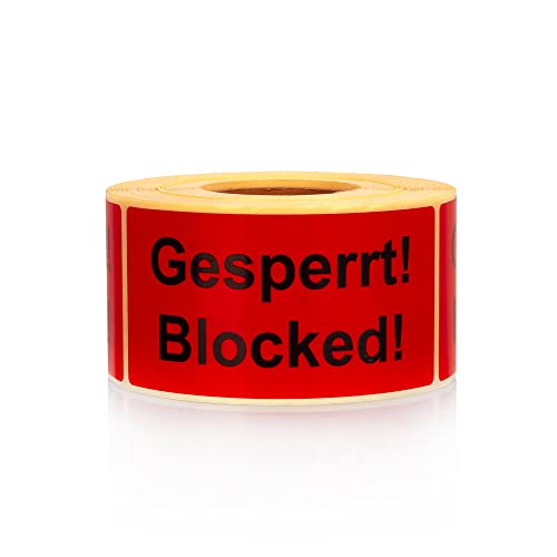 MD Labels Warnetiketten auf rolle 100x50mm 500 Stück Gesperrt! Blocked! Versandaufkleber - Versandhinweis Haftetiketten von MD Labels