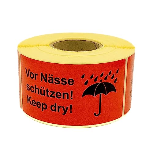 MD Labels Warnetiketten auf rolle 100x50mm 500 Stück Vor Nässe schützen -Versandaufkleber - Versandhinweis Haftetiketten von MD Labels