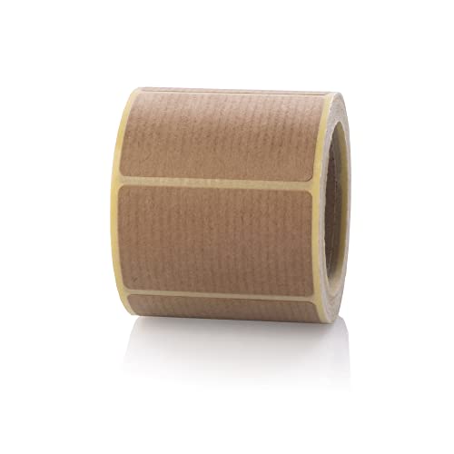 MDlabels Braune Natürliche Kraft Etiketten auf Rolle – 50 x 30 mm - 250 Stück - Hülse 40 mm – Vintage und dekorative Aufkleber- Geschenketiketten von MD Labels