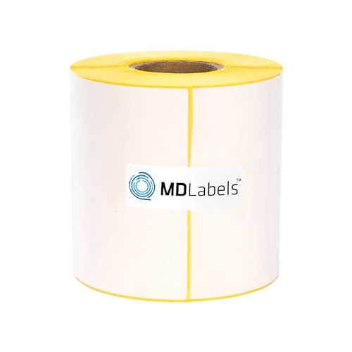 MDlabels Weiße Thermo etiketten auf Rolle 100x150mm 300 Stück mit Perforation - permanent haftend, für Barcode, weiße Klebeetiketten zur Beschriftung Thermische etiketten von MD Labels