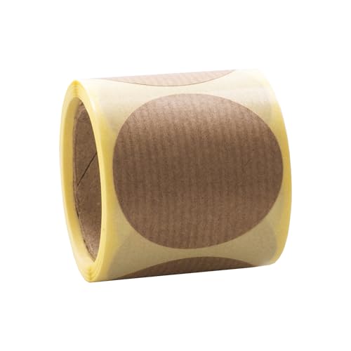 MD Labels gerippt natürliche braune runde Kraftaufkleber 47mm 100 stuck - dekorative Aufkleber vitage Geschenkaufkleber von MD Labels