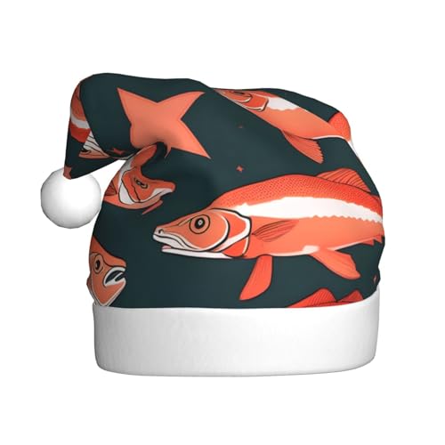 Lachs Weihnachtsmannmützen-Set für Erwachsene, Männer und Frauen, Weihnachten für Weihnachten, Neujahr, Party, Kopfbedeckung, 1 Stück von MDATT
