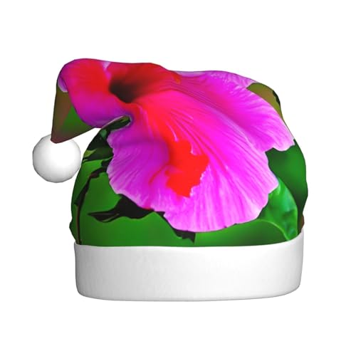 MDATT Weihnachtsmütze mit Hibiskus-Blumenmuster, Weihnachtsmütze, lustige Hüte für Erwachsene, Party-Kostüm-Zubehör von MDATT