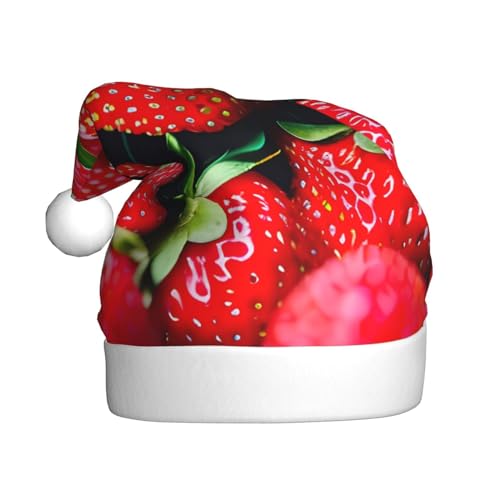 MDATT Weihnachtsmütze mit frischer Erdbeere, Weihnachtsmütze, lustige Hüte für Erwachsene, Party-Kostüm-Zubehör von MDATT