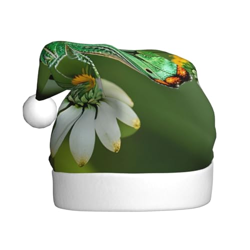 MDATT Weihnachtsmütze mit grünen Blättern, bunte Schmetterlinge, Weihnachtsmütze, lustige Hüte für Erwachsene, Party-Kostüm-Zubehör von MDATT