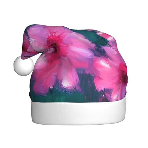 MDATT Weihnachtsmütze mit rosa Blumen, Weihnachtsmütze, lustige Hüte für Erwachsene, Party-Kostüm-Zubehör von MDATT