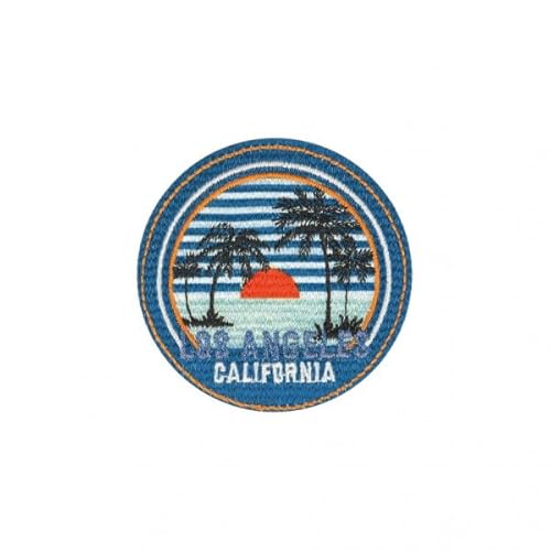 3 Stück Aufnäher zum Aufbügeln, Motiv California, blauer Hintergrund, 6,5 x 6,5 cm von MDC
