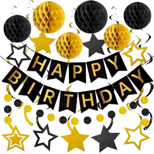 Geburtstag Dekorationen, Happy Birthday Banner mit Wabenbälle, Wirbel Set Happy Birthday Dekorationen Schild für Männer Frauen Jungen Mädchen Geburtstag Party Supplies Kit für Indoor Outdoor Geburtstag Dekorationen, Happy Birthday Banner mit Wabenbälle, Wirbel Set Happy Birthday Dekorationen Schild für Männer Frauen Jungen Mädchen Geburtstag Party Supplies Kit für Indoor Outdoor von MDCGFOD