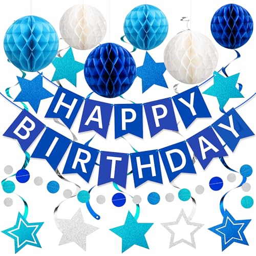 Geburtstag Dekorationen, Happy Birthday Banner mit Wabenbälle, Wirbel Set Happy Birthday Dekorationen Schild für Männer Frauen Jungen Mädchen Geburtstag Party Supplies Kit für Indoor Outdoor Geburtstag Dekorationen, Happy Birthday Banner mit Wabenbälle, Wirbel Set Happy Birthday Dekorationen Schild für Männer Frauen Jungen Mädchen Geburtstag Party Supplies Kit für Indoor Outdoor von MDCGFOD