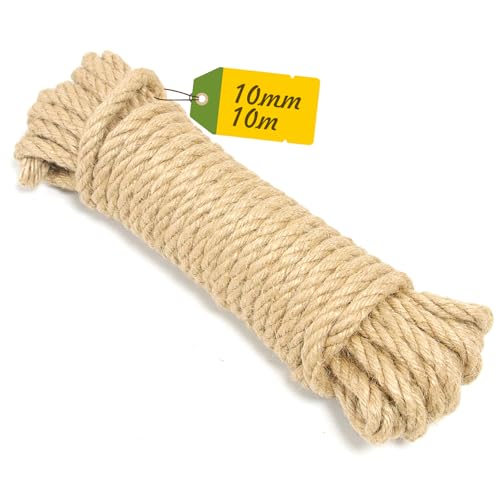 Juteschnur 10mm x 10m – Robustes Juteseil, Dickes Naturfasertau für Bastelkordeln, Katzenspielzeug & Deko| Reißfestes Hanfseil-Alternative,Kordel, Paketschnur, Juteband Juteschnur 10mm x 10m – Robustes Juteseil, Dickes Naturfasertau für Bastelkordeln, Katzenspielzeug & Deko| Reißfestes Hanfseil-Alternative,Kordel, Paketschnur, Juteband von MDDK DY