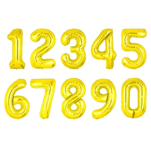 Folienballons mit riesigen Zahlen, 101,6 cm, für Geburtstagspartys, Dekoration für 0–9, mehrere Farben erhältlich (Gold) von MDEIMAT