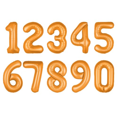 Folienballons mit riesigen Zahlen, 101,6 cm, für Geburtstagspartys, Dekoration für 0–9, mehrere Farben erhältlich (Orange) von MDEIMAT