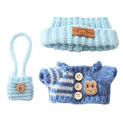 La bubu Kleidung, la bubu Outfit,17cm Kleidung für Puppe, Outfit für Plüschtiere, Blau Set mit Pullover,Ideal für DIY-Projekte und Geschenke, Kompatibel mit Mini-Puppen, (ohne Puppe) von MDFULXG