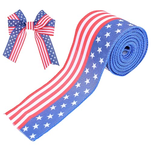 MDHQ 1 Rolle Patriotics Bänder aus Draht, 4. Juli, Jutebänder, weiß-blaue Bänder für Gedenktage, Unabhängigkeiten, Tagesdekorationen MDHQ 1 Rolle Patriotics Bänder aus Draht, 4. Juli, Jutebänder, weiß-blaue Bänder für Gedenktage, Unabhängigkeiten, Tagesdekorationen von MDHQ