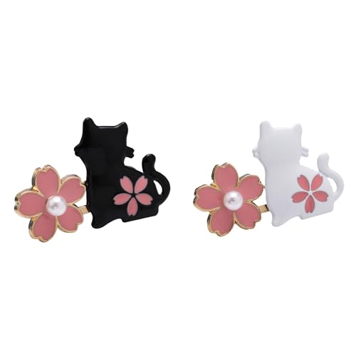 MDHQ 2 Paar Blumenkatzen-Knopfnadeln Jeans Taillenspanner Taillenschnalle Abnehmbare Hosenknöpfe Pin Jeans Knöpfe Pins von MDHQ