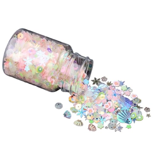 MDHQ Leuchtende Blumen-Pailletten, Verzierungen für Epoxidharz-Formen, Schmuckherstellung, Pailletten, Flocken, Nagelglitzer, Harzfüller von MDHQ