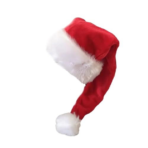 MDHQ Party-Kopfschmuck, Weihnachtsmannmütze, dicker Plüsch und weiße pelzige Krempe für Weihnachtsfeiern, Verkleidungen, Cosplay, mehrfarbig von MDHQ
