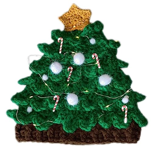 MDHQ Partyhut, Uni, gestrickter Weihnachtsbaumhut für Kinder, Erwachsene, Winter, hält warm von MDHQ