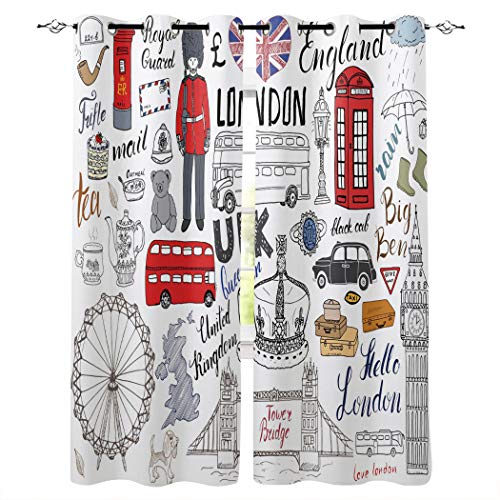 MDKLXIDF Vorhang London Vorhänge Gardinen mit Ösen 2er Set, Vorhang Blickdicht Verdunkelungsvorhänge für Schlafzimmer Wohnzimmer Kinderzimmer H 175 x B 140 cm MDKLXIDF Vorhang London Vorhänge Gardinen mit Ösen 2er Set, Vorhang Blickdicht Verdunkelungsvorhänge für Schlafzimmer Wohnzimmer Kinderzimmer H 175 x B 140 cm von MDKLXIDF