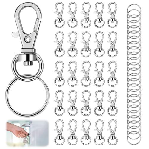 50 Stücke Schlüsselanhänger mit Drehgelenk, SchlüSselringe Karabiner Ring Karabinerverschlüsse Drehverschlüsse Karabinerhaken Schlüsselketten für Handgemachtes Zubehör von Schmuck Handtaschen von MDLSDE