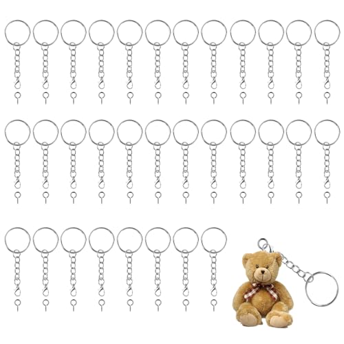 60 Stück Schlüsselring mit Kette, Set 30 Schlüsselanhänger Ring Kette mit 30 Schrauböse Pins Basteln Selber Machen 25mm Silbrig mit Karabinerverschluss für DIY Schlüsselbund Basteln Schmuckherstellung 60 Stück Schlüsselring mit Kette, Set 30 Schlüsselanhänger Ring Kette mit 30 Schrauböse Pins Basteln Selber Machen 25mm Silbrig mit Karabinerverschluss für DIY Schlüsselbund Basteln Schmuckherstellung von MDLSDE