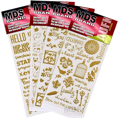 4x Selbstklebend Aufkleber für Scrapbook, Kalender Sticker (Gold Hello) von MDS Brand