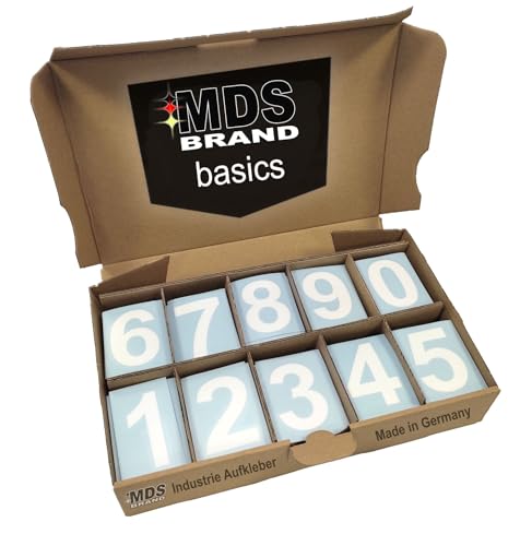 Basics Big Box, 10cm Zahlen Aufkleber, Glänzend, 100 & 200 Stück, Zahlen zum aufkleben, Wetterfest klebezahlen, Optimal für Außen & Innen (Weiss, 100) von MDS Brand