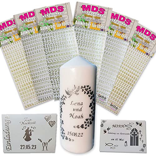 MDS Brand 1cm Buchstaben Aufkleber | 2X Pack | zum beschriften von Karten, Fotoalbum, Hochzeitskerze oder dankeskarten & Scrapbook, einfach zum basteln und gestalten 2x-66 (2x-66) von MDS Brand