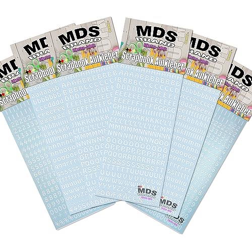 MDS Brand 1cm Buchstaben Aufkleber | 2X Pack | zum beschriften von Karten, Fotoalbum, Hochzeitskerze oder dankeskarten & Scrapbook, einfach zum basteln und gestalten Weiss (2x-51) von MDS Brand