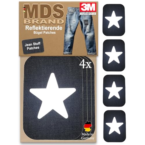 MDS Brand 3M Reflektierende Aufbügler Set - Reflektoren Aufkleber - Hohe Sichtbarkeit - Optimierte Haftung Stoff Patches - Jeans & Taschen (Stoffpatch Set, P-05) von MDS Brand