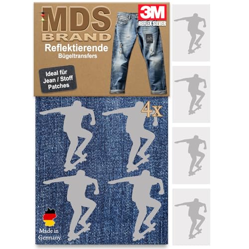 MDS Brand 3M Reflektierende Aufbügler Set - Reflektoren Aufkleber - Hohe Sichtbarkeit - Optimierte Haftung für Stoff Patches - Jeans & Taschen (Aufbügler Set, P-11) von MDS Brand