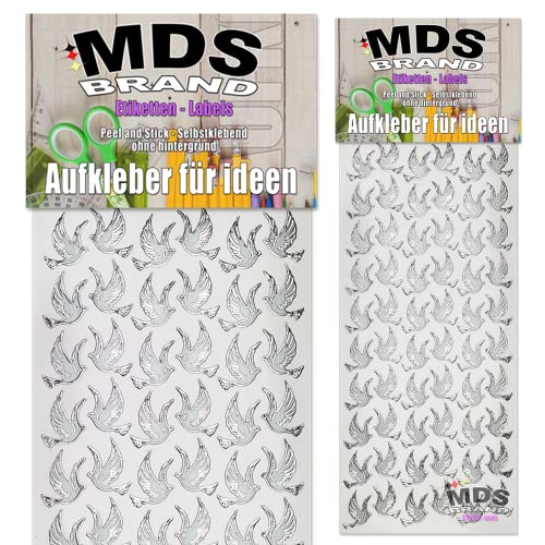 MDS Brand Katholische Silber Taube Aufkleber 2er/pk ideal für Hochzeit, Weihnachten und Geburtstagen, einfach zum basteln und gestalten von Karten & Fotoalbum & Verzierung von Kerzen (Kirche-2) von MDS Brand