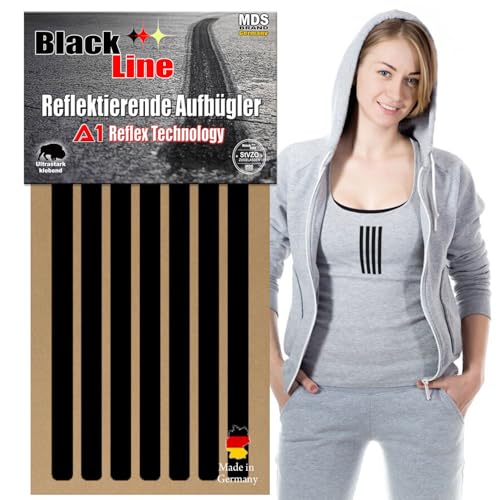 MDS Brand Reflektierende Aufbügler Set - Reflektoren Kinderkleidung - Hohe Sichtbarkeit - Optimierte Haftung für Kleidung oder Schulranzen (B-11, Schwarz) von MDS Brand