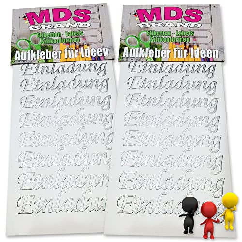 MDSBrand Sprüche Aufkleber " Einladung " für Taufe, Hochzeit, Geburtstag, 2/st ideal für Einlandungskarten & Hochzeit Einladungen, Gestalten Sie persönlichen Karten & Kerzen (K-17) von MDS Brand