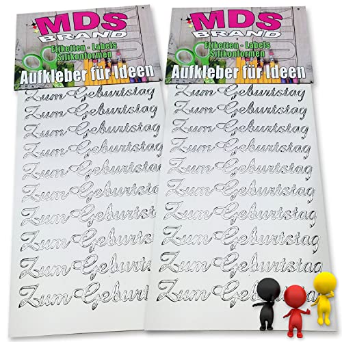 MDSBrand Sprüche Aufkleber " Zum Geburtstag " für Geburtstag einladung, 2/st ideal für Einlandungskarten & Geburtstag Aufkleber, Gestalten Sie persönlichen Karten Deko & Kerzen (K-25) von MDS Brand