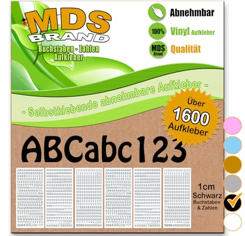 MDS Brand über 1600/st 1cm Buchstaben Aufkleber & Zahlen 6-Farben | Selbstklebende & Matt – neu positionierbar, einfach zum basteln & gestalten, Ideal für Scrapbook & DIY-Projekte 2x 50 (Schwarz) MDS Brand über 1600/st 1cm Buchstaben Aufkleber & Zahlen 6-Farben | Selbstklebende & Matt – neu positionierbar, einfach zum basteln & gestalten, Ideal für Scrapbook & DIY-Projekte 2x 50 (Schwarz) von MDS Brand