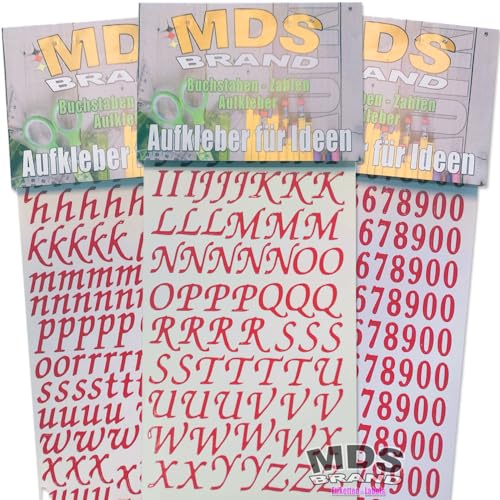 MDSBrand 1,5cm Schreibschrift Buchstaben Aufkleber Aufkleber, ideal für Hochzeit, Weihnachten und Geburtstagen, einfach zum basteln und gestalten von Karten & Fotoalbum 96 (Rot) von MDS Brand