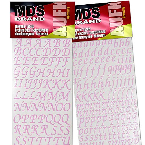 MDSBrand 1,5cm Schreibschrift Buchstaben Aufkleber Aufkleber 2er/pk ideal für Hochzeit, Weihnachten und Geburtstagen, einfach zum basteln und gestalten von Karten & Fotoalbum 94 (Rosa) von MDS Brand