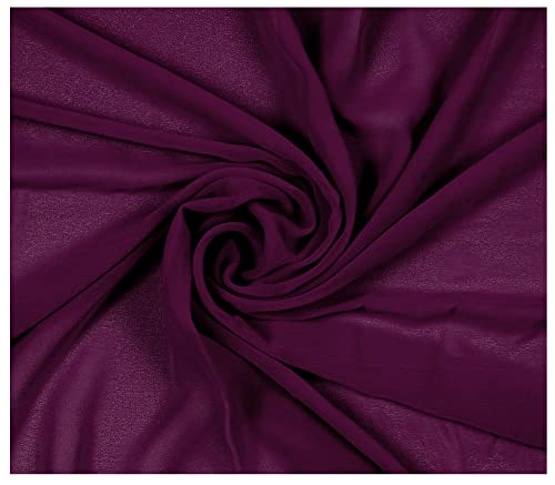 MDS Pack von 4,5 m Brautschmuck Solid Chiffon Stoff, Vintage Sheer Fabric Bolt für Hochzeitskleid, DIY Dekoration, durchscheinend, Handwerk, seidige Chiffon-Stoffe 111,8 cm - Aubergine von MDS-MEGADECORSUPPLY