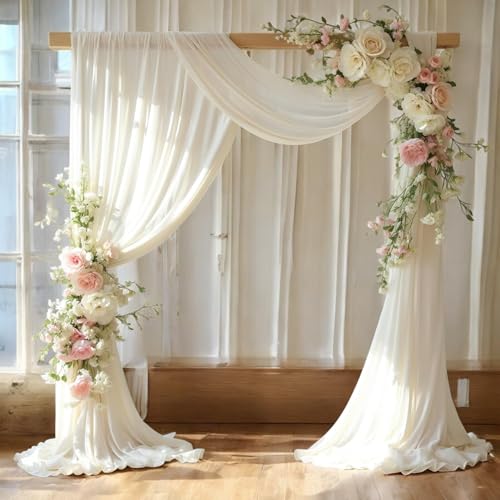 MDS Vorhang, Hochzeitsvorhang, Dekofolie, Weiß, Chiffon, Polyester, Einfarbig, 76,2 cm breit x 6,1 m lang, Klassisch, Event-Dekoration von MDS-MEGADECORSUPPLY