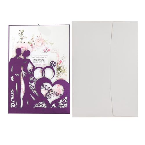 Hochzeitseinladungskarten 10 Stück lasergeschnittene Hochzeitseinladungskarten, Ringe, elegante Braut- und Bräutigam-Grußkarte, Valentinstag, Hochzeit, Partybevorzugung, Dekor(One Set Purple) von MDSIOKHJ