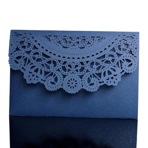 Hochzeitseinladungskarten 10 Stück lasergeschnittene Hochzeitseinladungskarten, dreifach gefaltete Spitze, Geschäftsgrußkarte, Verlobung, Hochzeit, Partybevorzugung, Dekoration(Dark Blue Cover) von MDSIOKHJ