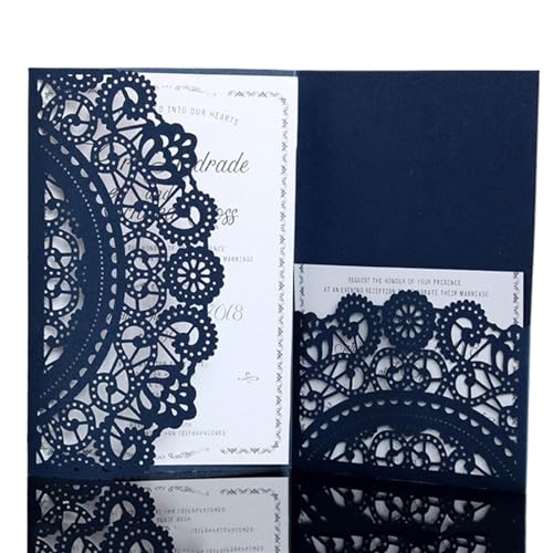 Hochzeitseinladungskarten 10 Stück lasergeschnittene Hochzeitseinladungskarten, dreifach gefaltete Spitze, Geschäftsgrußkarte, Verlobung, Hochzeit, Partybevorzugung, Dekoration(Dark Cover Insert) von MDSIOKHJ