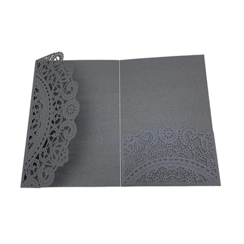 Hochzeitseinladungskarten 10 Stück lasergeschnittene Hochzeitseinladungskarten, dreifach gefaltete Spitze, Geschäftsgrußkarte, Verlobung, Hochzeit, Partybevorzugung, Dekoration(Only Grey Cover) von MDSIOKHJ