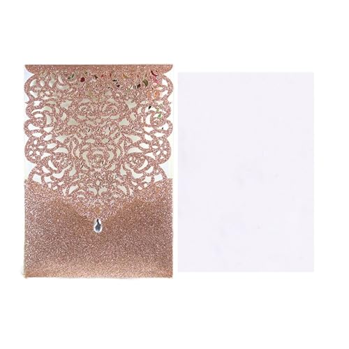 Hochzeitseinladungskarten 25/50 Stück glitzerndes Papier, Hochzeitseinladungskarte, Spitze, Diamant-Tasche, Grußkarte, Druck, Geburtstag, Mariage, Party-Dekoration(Apple cover insert,25pcs) von MDSIOKHJ